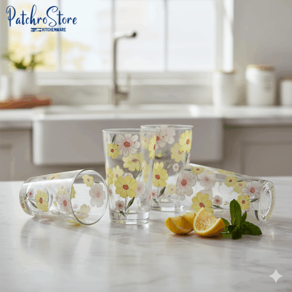 طقم أكواب كريستال شوب مرسوم